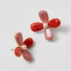 Acetate Flower Stud Earrings Moroccan Red -Anntaylor Shop 853440 5535