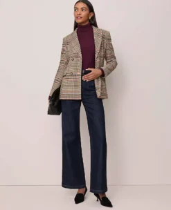 The Fitted Belted Blazer In Plaid Pure Chocolate -Anntaylor Shop 853456 522811 ALT4