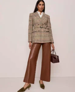 The Fitted Belted Blazer In Plaid Pure Chocolate -Anntaylor Shop 853456 522811 ALT5