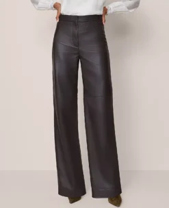 Studio Collection The Petite Straight Pant In Leather Dark Brown 8 Studio Collection The Petite Straight Pant In Leather Dark Brown -Anntaylor Shop 853467 7371 ALT1