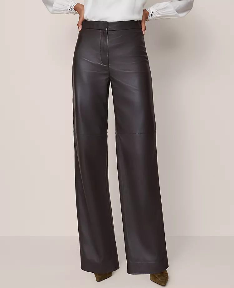 Studio Collection The Petite Straight Pant In Leather Dark Brown 5 Studio Collection The Petite Straight Pant In Leather Dark Brown - Image 3