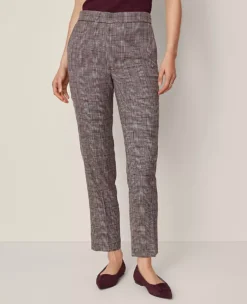 The Petite High Rise Ankle Pant In Plaid Black/Brown Multi -Anntaylor Shop 853469 019339 ALT1