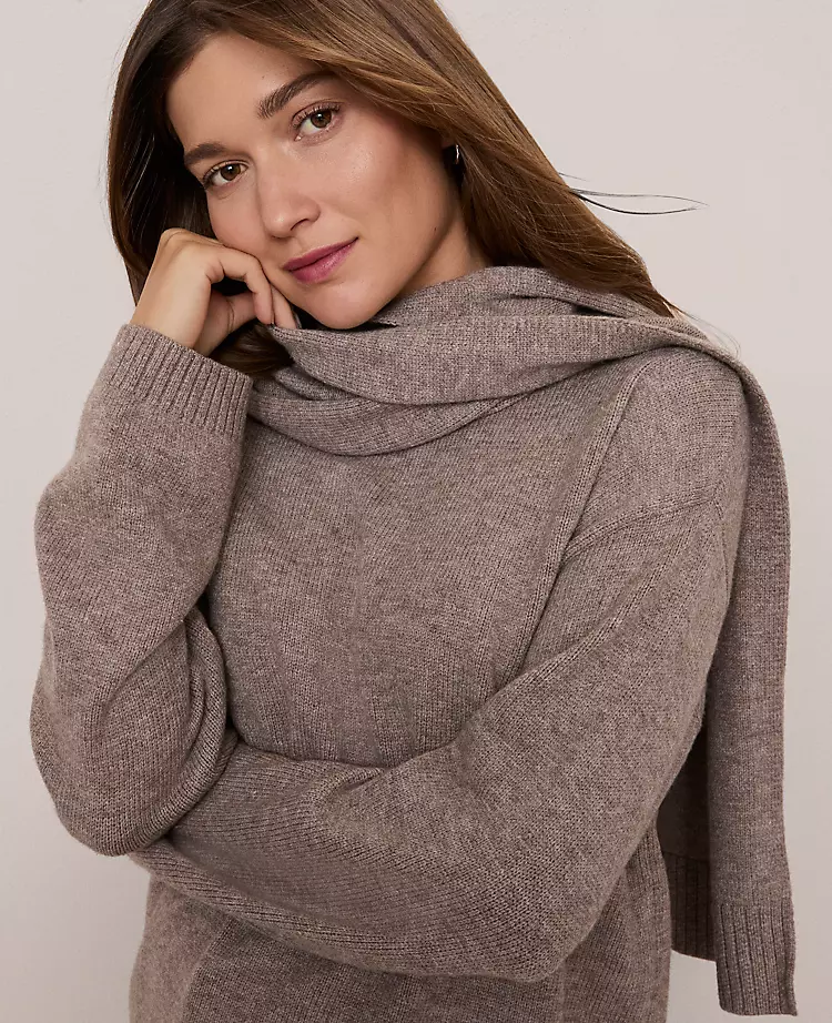 Petite Weekend Collection Scarf Sweater Cardamom Heather 3 Petite Weekend Collection Scarf Sweater Cardamom Heather