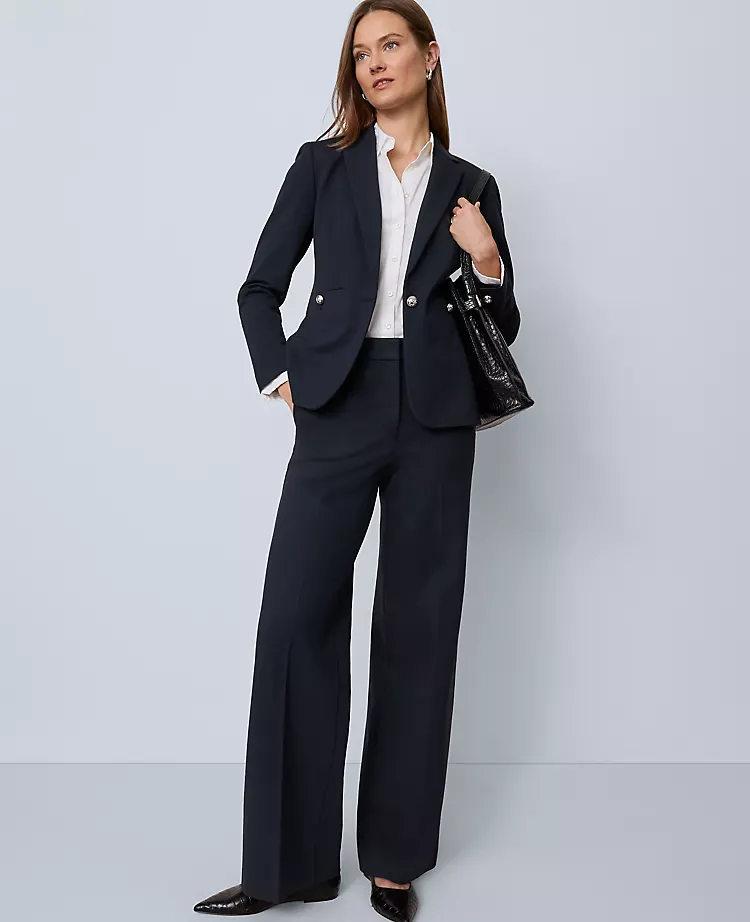 The Petite Wide-Leg Pant In Ponte Carbon Navy 3 The Petite Wide-Leg Pant In Ponte Carbon Navy