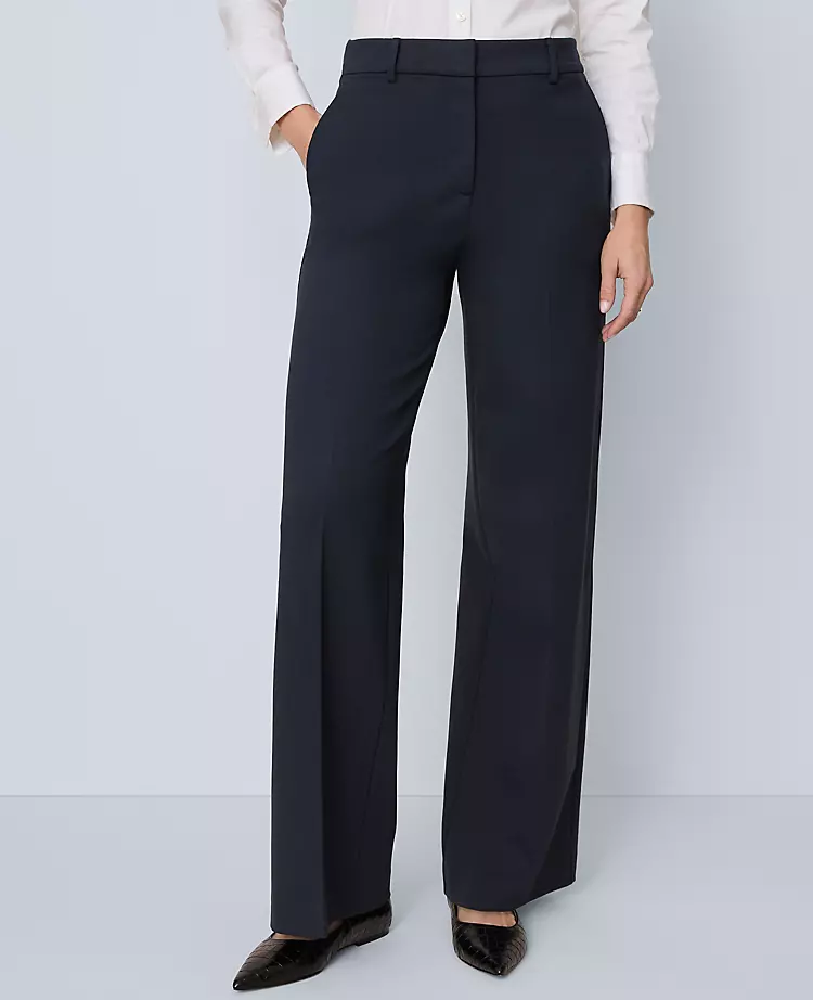 The Petite Wide-Leg Pant In Ponte Carbon Navy 4 The Petite Wide-Leg Pant In Ponte Carbon Navy - Image 2
