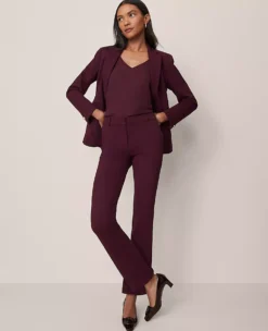 The Petite Straight Pant In Ponte Poised Plum