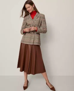 The Petite Fitted Belted Blazer In Plaid Pure Chocolate 12 The Petite Fitted Belted Blazer In Plaid Pure Chocolate -Anntaylor Shop 853521 522811 ALT2