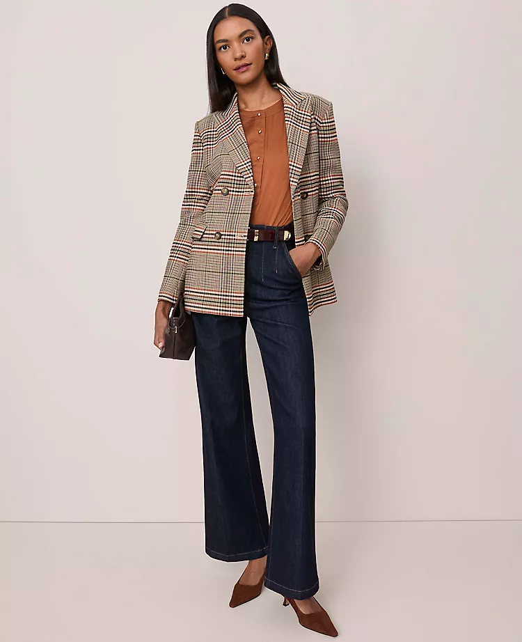 The Petite Fitted Belted Blazer In Plaid Pure Chocolate 7 The Petite Fitted Belted Blazer In Plaid Pure Chocolate - Image 5