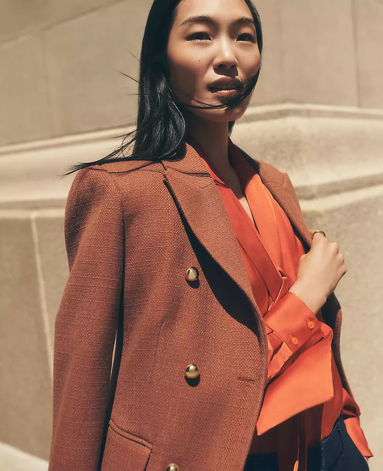 Petite Fitted Long Double Breasted Coat Spiced Cider 3 Petite Fitted Long Double Breasted Coat Spiced Cider