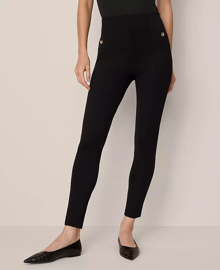The Seamed Button Legging In Ponte Black 4 The Seamed Button Legging In Ponte Black - Image 2