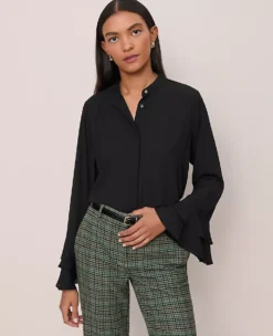 Petite Bell Sleeve Blouse Black -Anntaylor Shop 853584 2222 ALT2