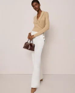 The Side Button Wide-Leg Pant Winter White