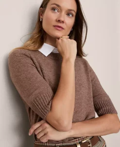 Mix Media Sweater Tee Cardamom Heather 8 Mix Media Sweater Tee Cardamom Heather -Anntaylor Shop 853645 4139 ALT2