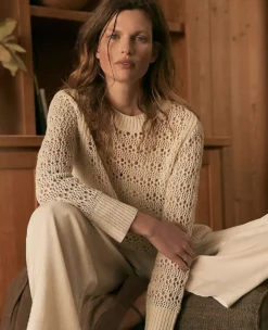 Haven Well Within Organic Cotton Linen Open Stitch Crewneck Sweater Full Moon Grey 11 Haven Well Within Organic Cotton Linen Open Stitch Crewneck Sweater Full Moon Grey -Anntaylor Shop 854117 0305 ALT4