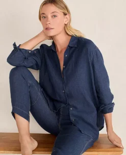Haven Well Within The Daily Shirt In Linen Night Navy 10 Haven Well Within The Daily Shirt In Linen Night Navy -Anntaylor Shop 854143 1040 ALT1