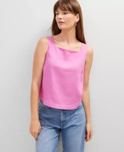 Linen Blend Tank Top Pink Orchid 7 Linen Blend Tank Top Pink Orchid -Anntaylor Shop 856818 019664 ALT2