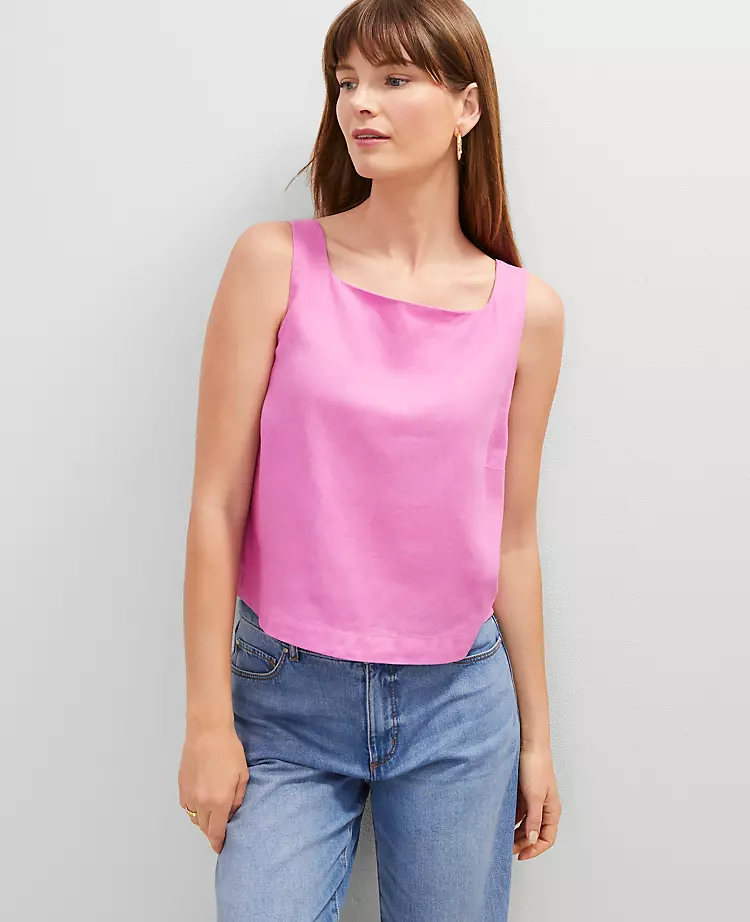 Linen Blend Tank Top Pink Orchid 5 Linen Blend Tank Top Pink Orchid - Image 3
