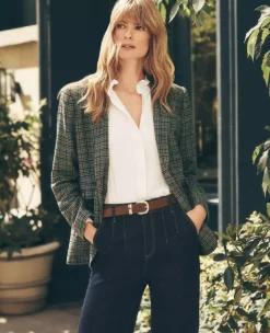 The Greenwich Blazer In Houndstooth Muted Moss