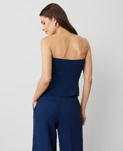 The Strapless Vest In Fluid Crepe Pure Sapphire 10 The Strapless Vest In Fluid Crepe Pure Sapphire -Anntaylor Shop 856973 8818 ALT1