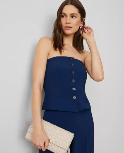 The Strapless Vest In Fluid Crepe Pure Sapphire 12 The Strapless Vest In Fluid Crepe Pure Sapphire -Anntaylor Shop 856973 8818 ALT3