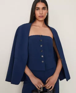 The Strapless Vest In Fluid Crepe Pure Sapphire 14 The Strapless Vest In Fluid Crepe Pure Sapphire -Anntaylor Shop 856973 8818 ALT5