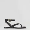 Weekend Collection Buckled Ankle Strap Leather Sandals Black -Anntaylor Shop 856988 2222