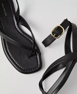 Weekend Collection Buckled Ankle Strap Leather Sandals Black 5 Weekend Collection Buckled Ankle Strap Leather Sandals Black -Anntaylor Shop 856988 2222 ALT1
