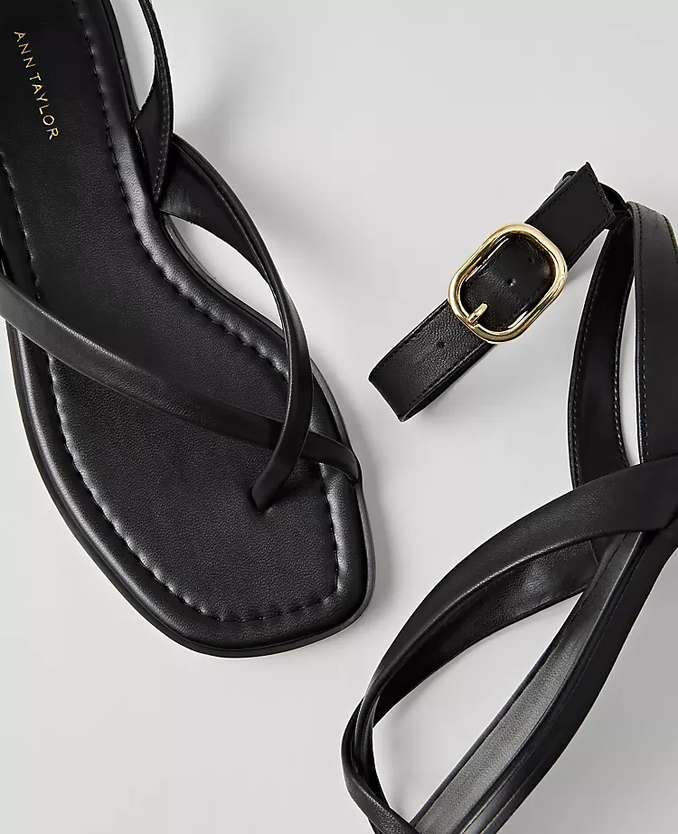 Weekend Collection Buckled Ankle Strap Leather Sandals Black 4 Weekend Collection Buckled Ankle Strap Leather Sandals Black - Image 2