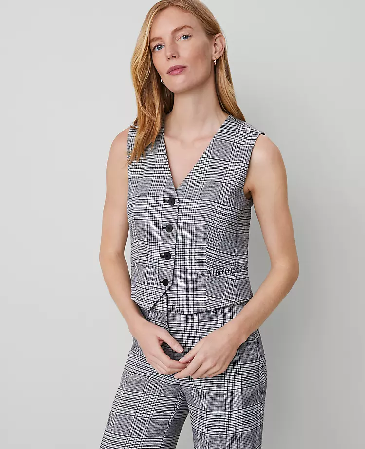 The Petite Tailored Vest In Plaid Black 3 The Petite Tailored Vest In Plaid Black