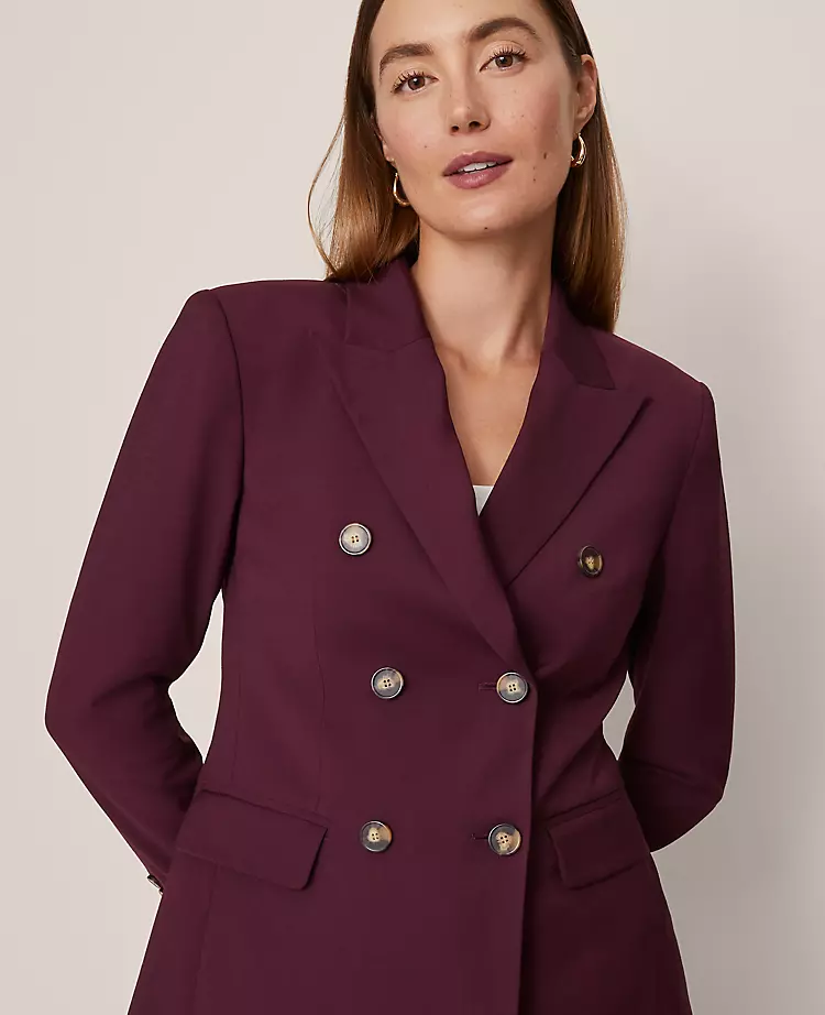 Fitted Long Double Breasted Blazer Poised Plum 4 Fitted Long Double Breasted Blazer Poised Plum - Image 2