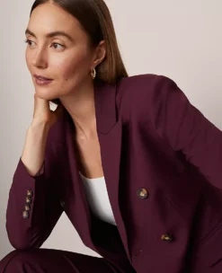 Fitted Long Double Breasted Blazer Poised Plum 11 Fitted Long Double Breasted Blazer Poised Plum -Anntaylor Shop 857017 9536 ALT2