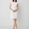 The Petite Belted Shift Dress In Linen Blend White