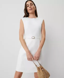The Petite Belted Shift Dress In Linen Blend White 7 The Petite Belted Shift Dress In Linen Blend White -Anntaylor Shop 857019 9000 ALT2