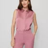 Petite Shirred Sleeveless Shirt Smokey Rose -Anntaylor Shop 857022 019862
