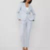 The Petite Eva Ankle Pant In Glen Check Blue/White Combo -Anntaylor Shop 857032 018900