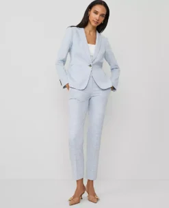 The Petite Eva Ankle Pant In Glen Check Blue/White Combo