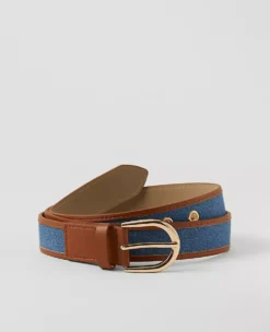 Denim Grommet Belt Dark Denim Blue