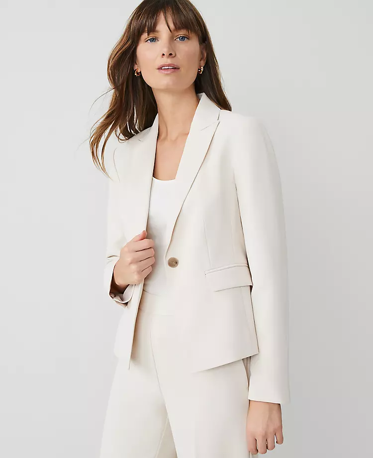 The Petite Shorter One Button Blazer In Fluid Crepe Ivory Whisper 3 The Petite Shorter One Button Blazer In Fluid Crepe Ivory Whisper