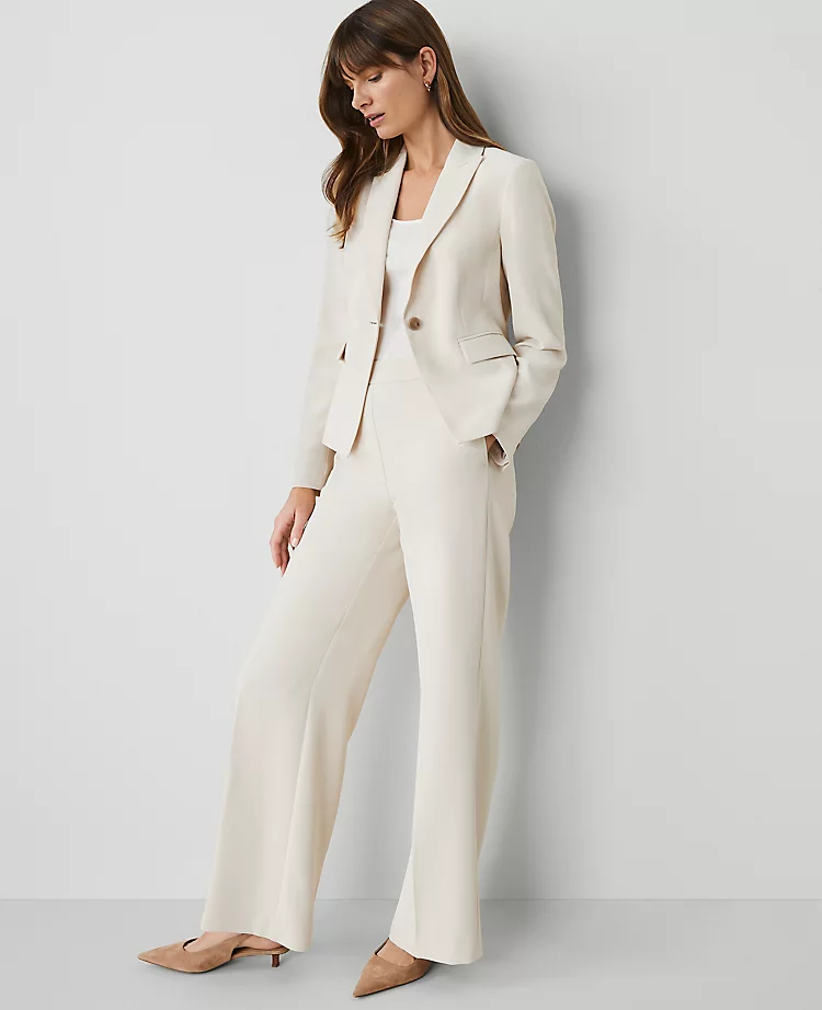 The Petite Shorter One Button Blazer In Fluid Crepe Ivory Whisper 5 The Petite Shorter One Button Blazer In Fluid Crepe Ivory Whisper - Image 3