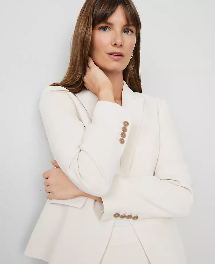 The Petite Shorter One Button Blazer In Fluid Crepe Ivory Whisper 6 The Petite Shorter One Button Blazer In Fluid Crepe Ivory Whisper - Image 4