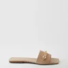 Chain Suede Slide Sandals Light Sand