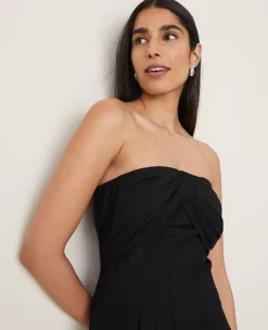 Petite Strapless Linen Blend Midi Dress Black 7 Petite Strapless Linen Blend Midi Dress Black -Anntaylor Shop 857071 2222 ALT2