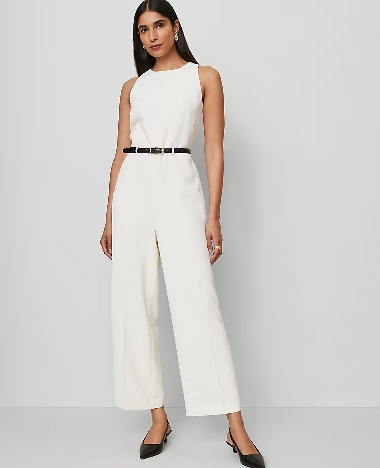 Belted Halter Jumpsuit Winter White 4 Belted Halter Jumpsuit Winter White - Image 2