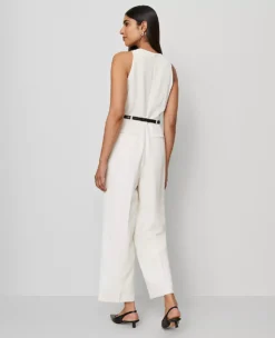 Belted Halter Jumpsuit Winter White 7 Belted Halter Jumpsuit Winter White -Anntaylor Shop 857078 9192 ALT1