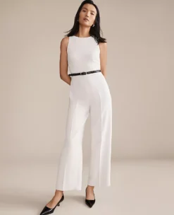 Belted Halter Jumpsuit Winter White