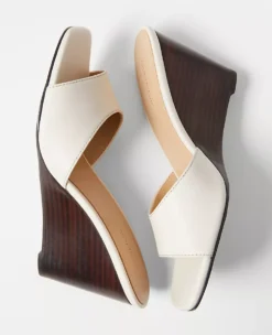 Leather Skinny Strap Leather Wedge Mules Light Sand -Anntaylor Shop 857085 7514 ALT1