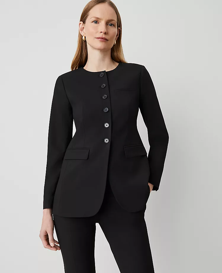 The Curved Hem Jacket In Seasonless Stretch Black 3 The Curved Hem Jacket In Seasonless Stretch Black