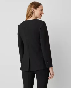 The Curved Hem Jacket In Seasonless Stretch Black 6 The Curved Hem Jacket In Seasonless Stretch Black -Anntaylor Shop 857092 2222 ALT1