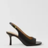 Leather Square Toe Slingback Sandals Black -Anntaylor Shop 857098 2222