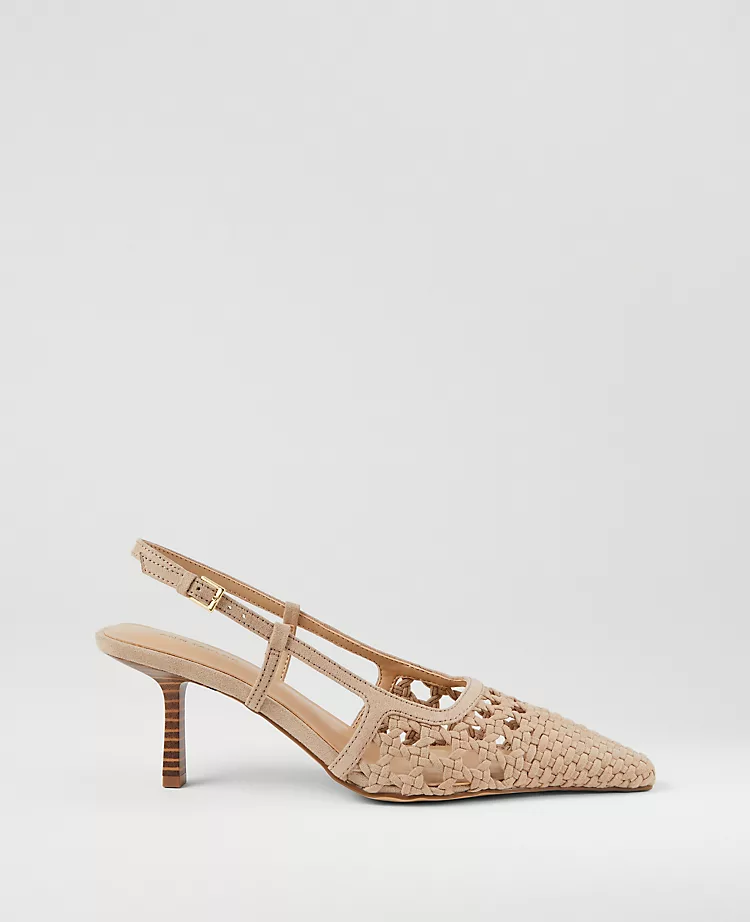 Woven Nip Toe Slingback Pumps Light Sand 3 Woven Nip Toe Slingback Pumps Light Sand